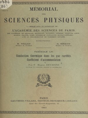 cover image of Conduction thermique dans les gaz raréfiés, coefficient d'accommodation